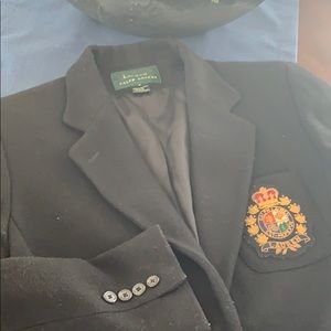 VINTAGE black wool crested Ralph Lauren blazer 6